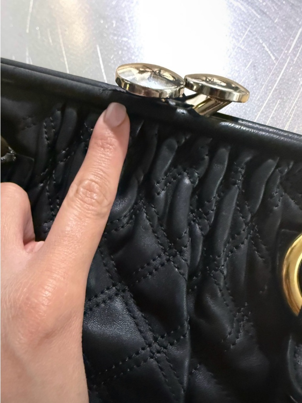 Rare Marc Jacobs Stam Bag Vintage Quilted Leather Kiss Lock - Black - Picture 8 of 10